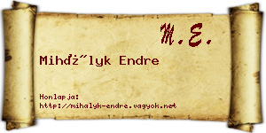 Mihályk Endre névjegykártya
