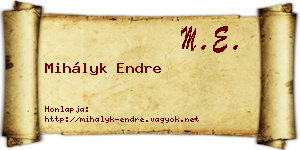 Mihályk Endre névjegykártya